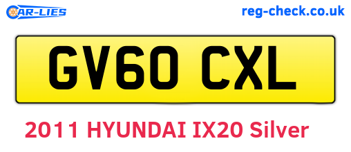 GV60CXL are the vehicle registration plates.