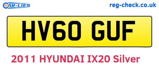 HV60GUF are the vehicle registration plates.