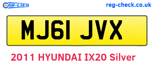 MJ61JVX are the vehicle registration plates.