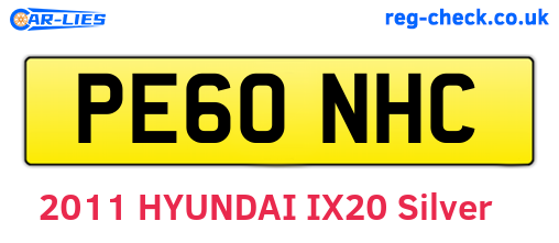 PE60NHC are the vehicle registration plates.