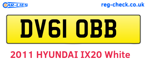 DV61OBB are the vehicle registration plates.