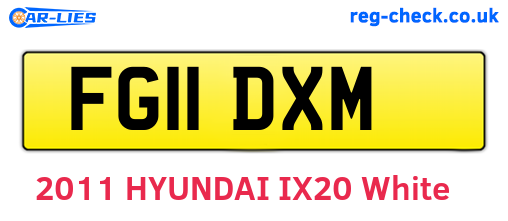 FG11DXM are the vehicle registration plates.
