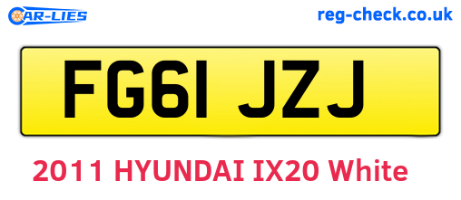 FG61JZJ are the vehicle registration plates.