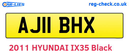 AJ11BHX are the vehicle registration plates.