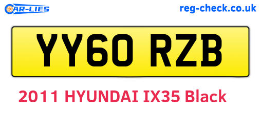 YY60RZB are the vehicle registration plates.