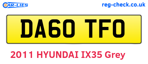 DA60TFO are the vehicle registration plates.