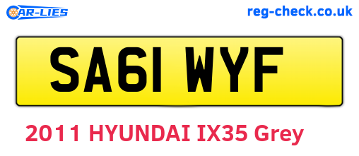 SA61WYF are the vehicle registration plates.