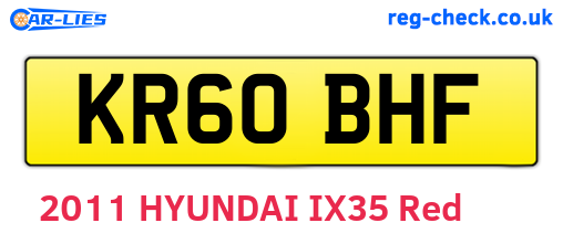 KR60BHF are the vehicle registration plates.