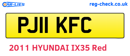 PJ11KFC are the vehicle registration plates.