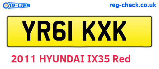 YR61KXK are the vehicle registration plates.