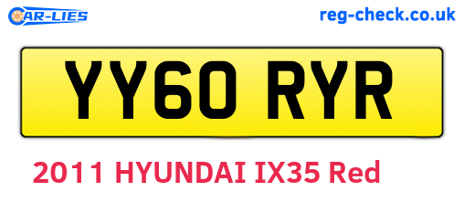 YY60RYR are the vehicle registration plates.