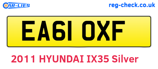 EA61OXF are the vehicle registration plates.