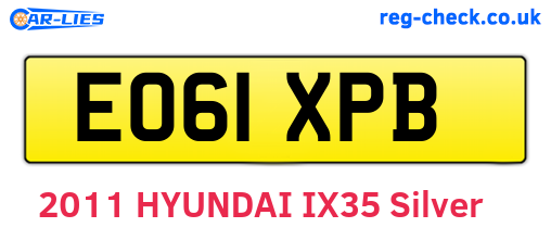 EO61XPB are the vehicle registration plates.