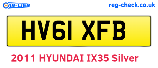 HV61XFB are the vehicle registration plates.