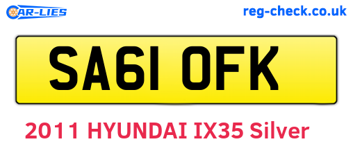 SA61OFK are the vehicle registration plates.