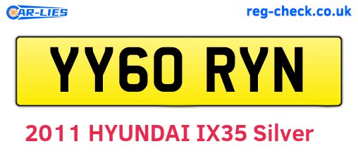 YY60RYN are the vehicle registration plates.