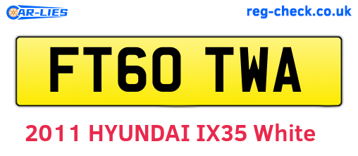 FT60TWA are the vehicle registration plates.