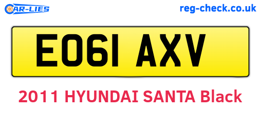 EO61AXV are the vehicle registration plates.
