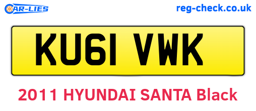 KU61VWK are the vehicle registration plates.
