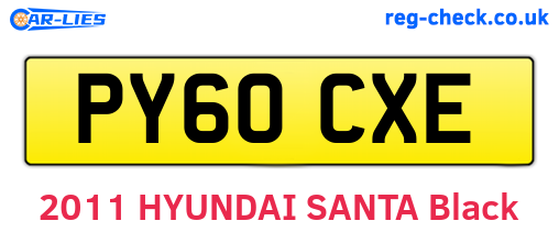 PY60CXE are the vehicle registration plates.