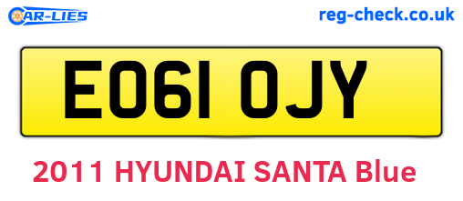 EO61OJY are the vehicle registration plates.