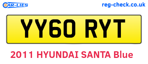 YY60RYT are the vehicle registration plates.