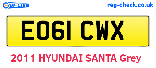 EO61CWX are the vehicle registration plates.