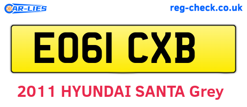 EO61CXB are the vehicle registration plates.