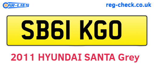 SB61KGO are the vehicle registration plates.