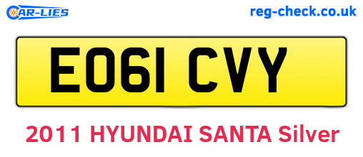 EO61CVY are the vehicle registration plates.