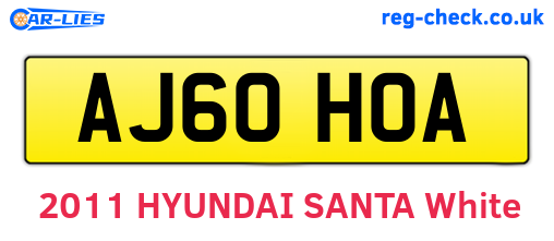 AJ60HOA are the vehicle registration plates.