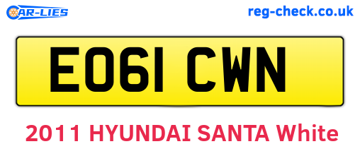 EO61CWN are the vehicle registration plates.