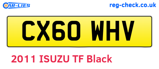 CX60WHV are the vehicle registration plates.