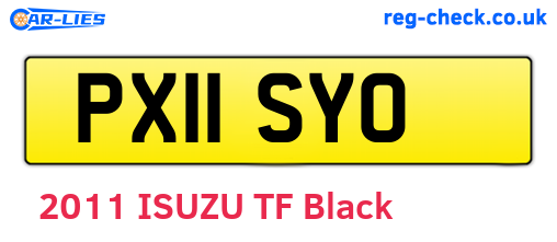 PX11SYO are the vehicle registration plates.