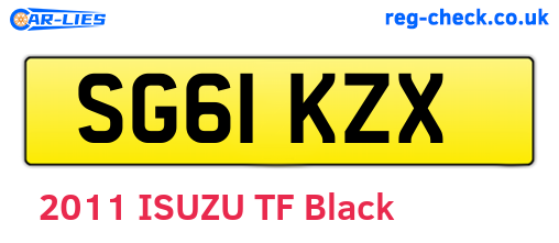 SG61KZX are the vehicle registration plates.