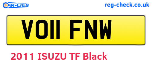 VO11FNW are the vehicle registration plates.