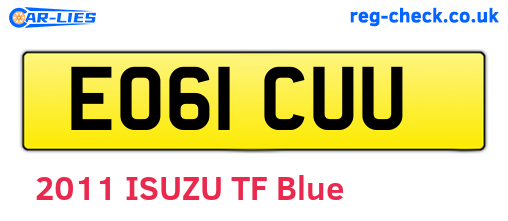 EO61CUU are the vehicle registration plates.