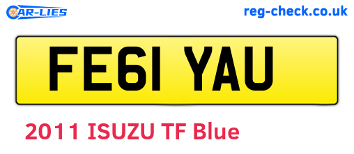 FE61YAU are the vehicle registration plates.