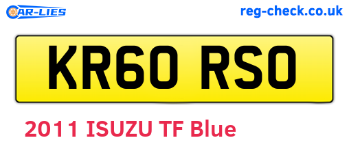 KR60RSO are the vehicle registration plates.