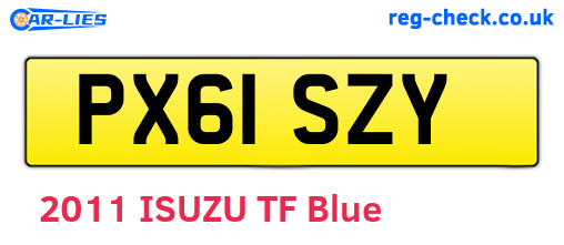 PX61SZY are the vehicle registration plates.