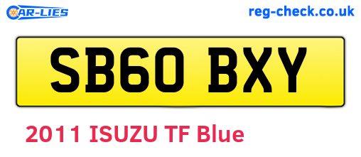 SB60BXY are the vehicle registration plates.