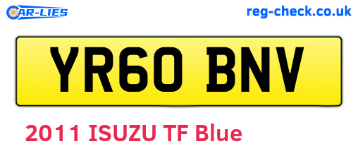 YR60BNV are the vehicle registration plates.