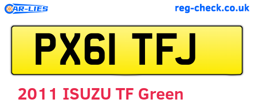 PX61TFJ are the vehicle registration plates.