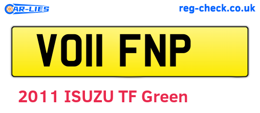 VO11FNP are the vehicle registration plates.