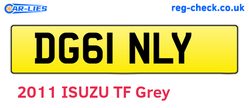 DG61NLY are the vehicle registration plates.