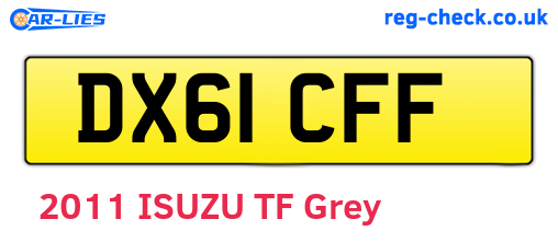 DX61CFF are the vehicle registration plates.