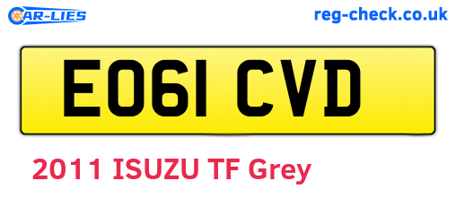 EO61CVD are the vehicle registration plates.