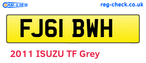 FJ61BWH are the vehicle registration plates.