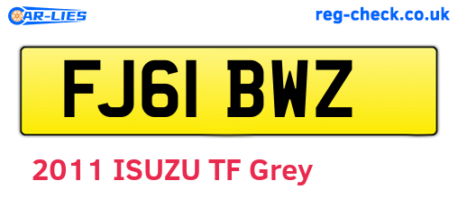 FJ61BWZ are the vehicle registration plates.