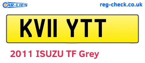 KV11YTT are the vehicle registration plates.